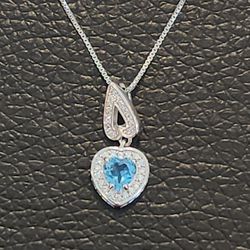 .57 ct Heart Cut Topaz Necklace,  .925 Silver, Brand New