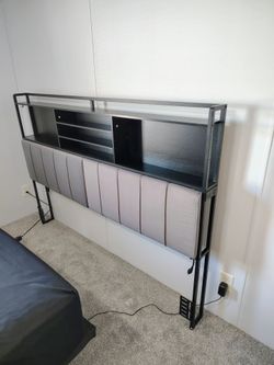 King Size Headboard Black 3 Tier LED Lighting