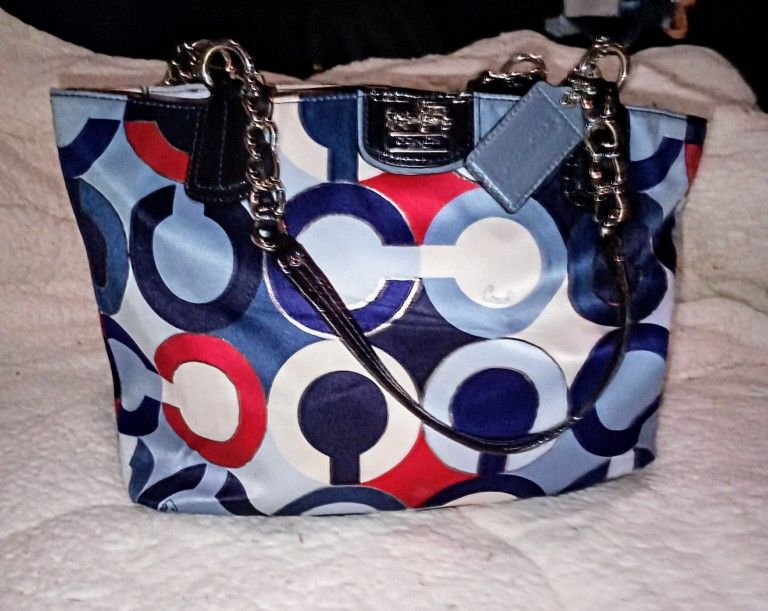 Red White And Blue Coach Authentic Purse