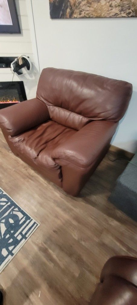 Large Comfy Brown Leather Chair