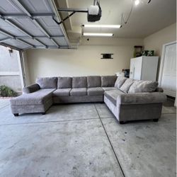 Sectional Sofa Couch with Chaise Gray 