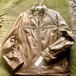 Men’s CALVIN KLEIN brown Leather Jacket Size:Large