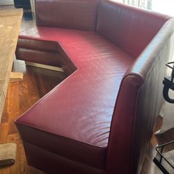 Custom Red Leather Sofa Bench