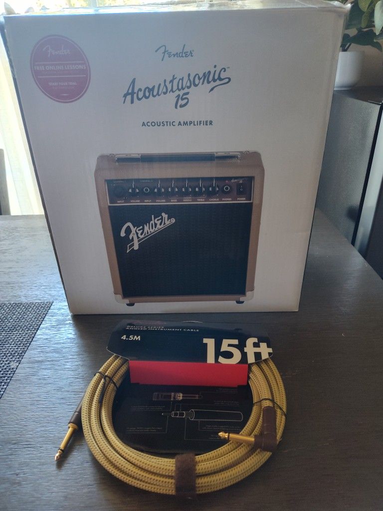 Fender Acoustasonic 15 (New) w/ Fender Deluxe Series 15 ft Cable