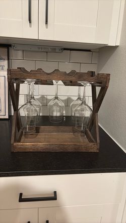 Rustic Wood Wine Glass Holder Rack