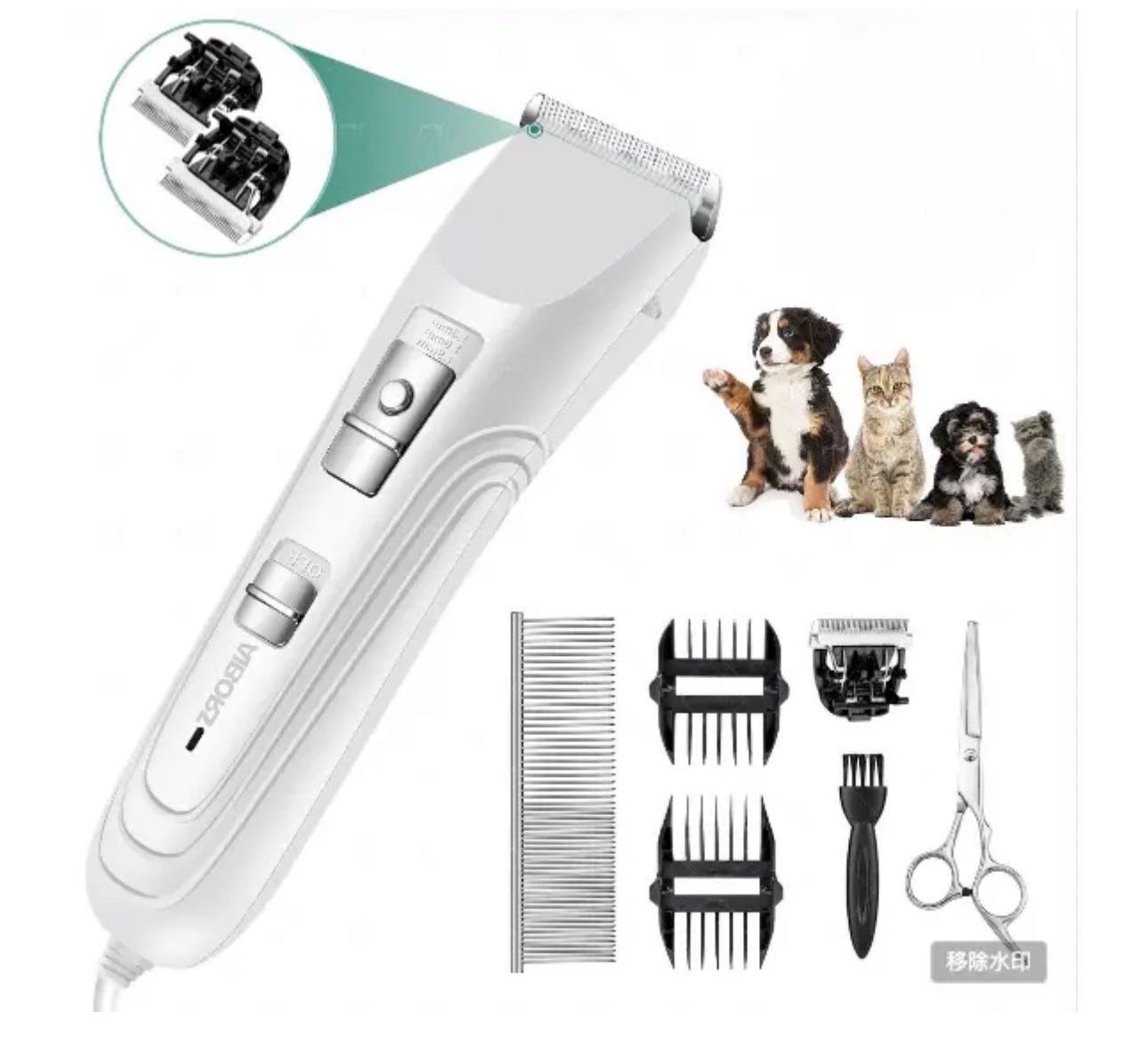 AIBORS Dog, Cat Shaver for Grooming High Power for Thick Heavy Coat Quiet White