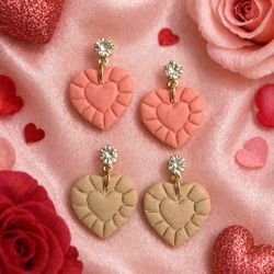Valentine’s Day Heart Handmade Polymer Clay Earrings