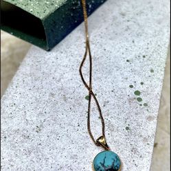 14K Gold Turquoise Necklace 