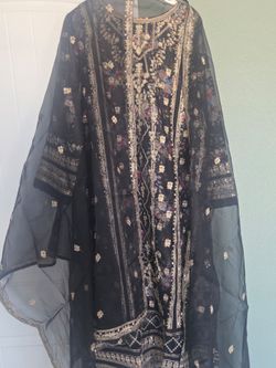 Indian Pakistani Tradition Designer Shalwar Kameez Embroidery Silk net dress