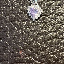 Lavender And Cubic Zirconia Dainty Necklace W Adjustable Sterling Silver Chain. Pu Bridgewater New In Bag