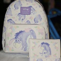 Brand New! Loungefly Disney Eeyore Mini Backpack + Wallet