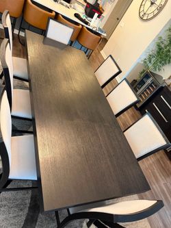 Dark Wood Dining Table with 8 Chairs