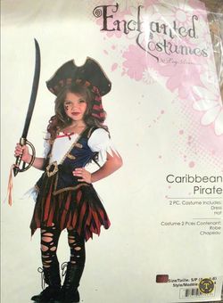 Little Girls Caribbean Pirate Costume Size Small(4-6)
