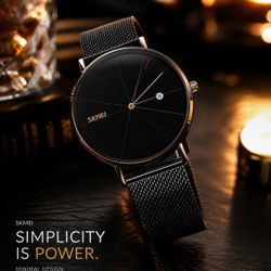 Midnight Black Mesh Strap Watch – Minimal & Premium Design