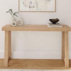 NEW 56” Blonde Wood Entry Table 