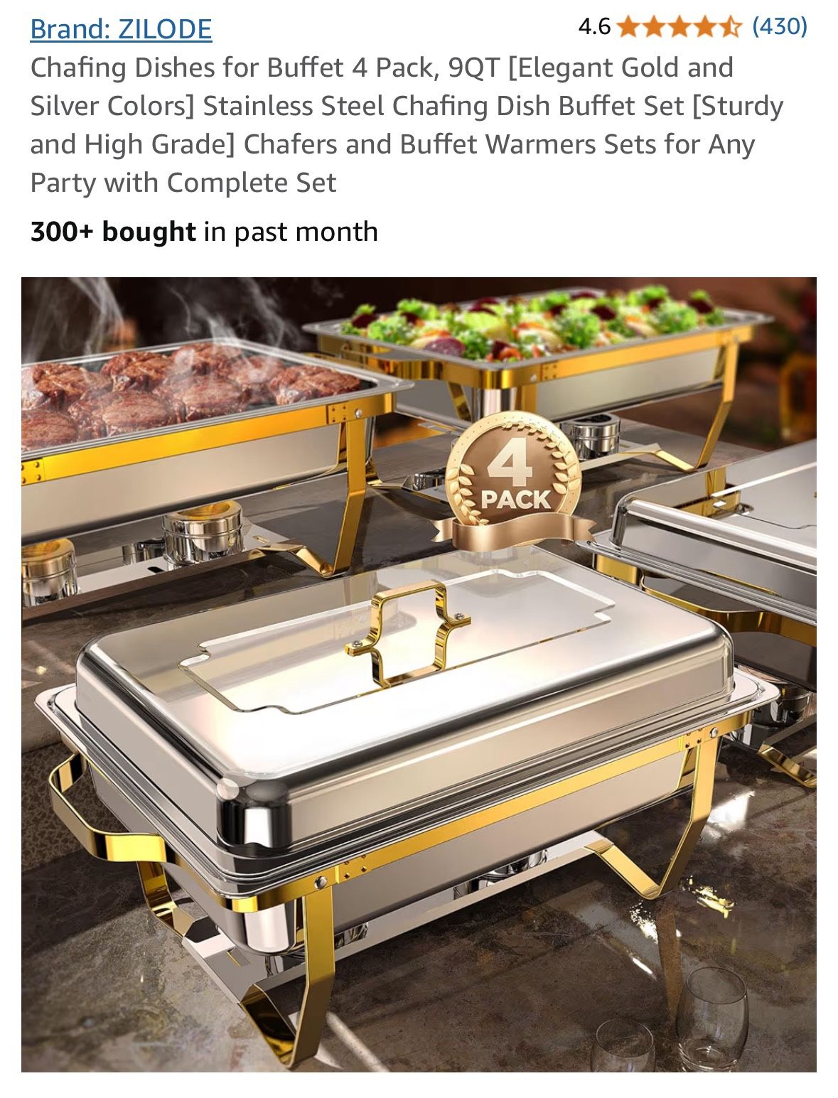 Chafing Dishes Buffet 4 Pack