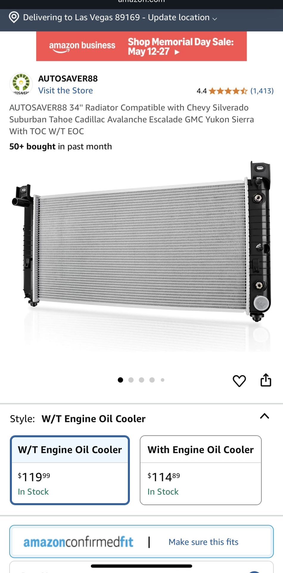 34 Inch Aluminum Radiator For Chevy Silverado 1500 GMC Yukon Cadillac Escalade 4.8L 5.3L 6.0L