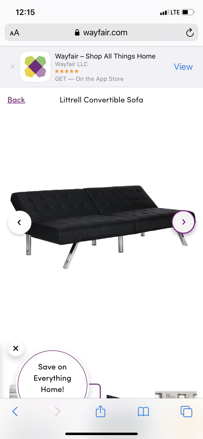 Black futon sofa