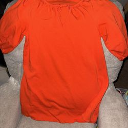 Anthropologie Peasant Shift Dress - Size Small - Orange - Made in Turkey