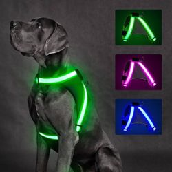 Light Up Dog Harness, No Pull Led Dog Harness