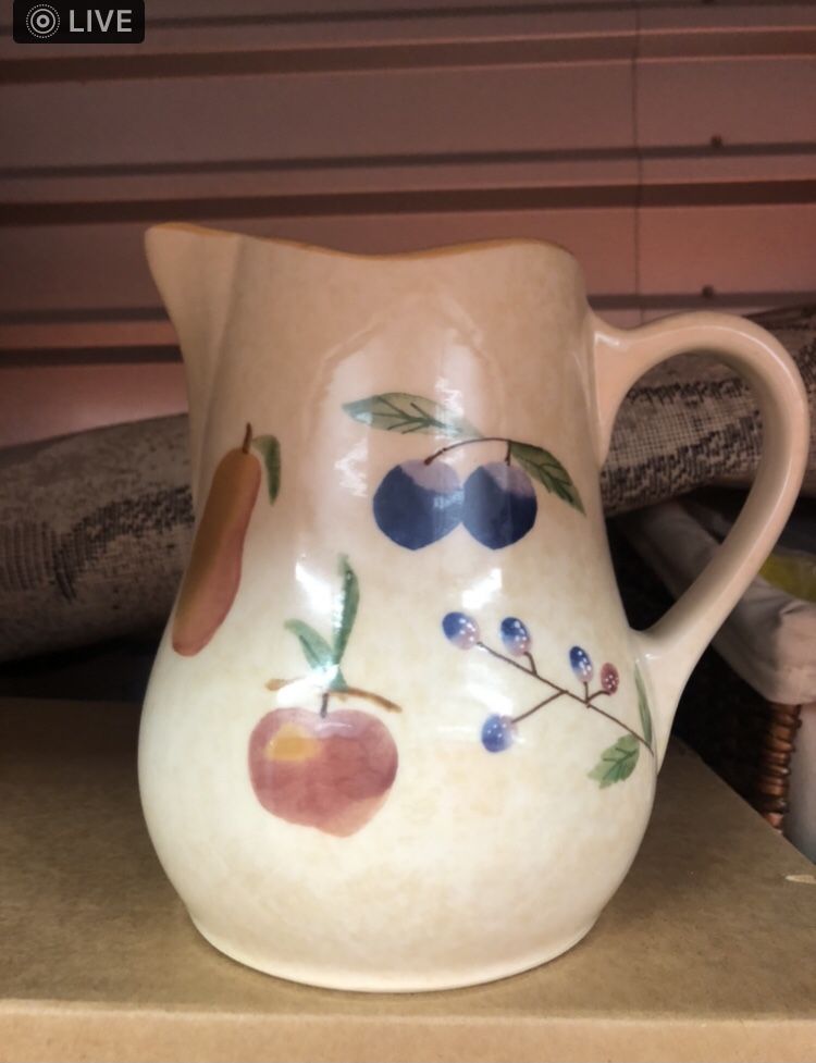 Longaberger Pottery Fruit Medley Large Pitcher