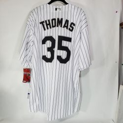 New Frank Thomas Men's 3XL 2014 Hall Of Fame Pinstripe Home Jersey 75 Year Patch  Size 56