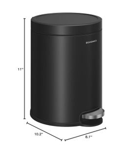 SONGMICS Small Bathroom Trash Can 1.6 Gallon (6 L) Garbage Bin w/ Lid - Black