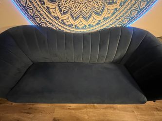 Blue velvet, contemporary modern sofa