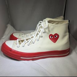 Converse Chuck 70 CDG Pristine Red Egret HI Top Canvas Shoes Men 11.5 High