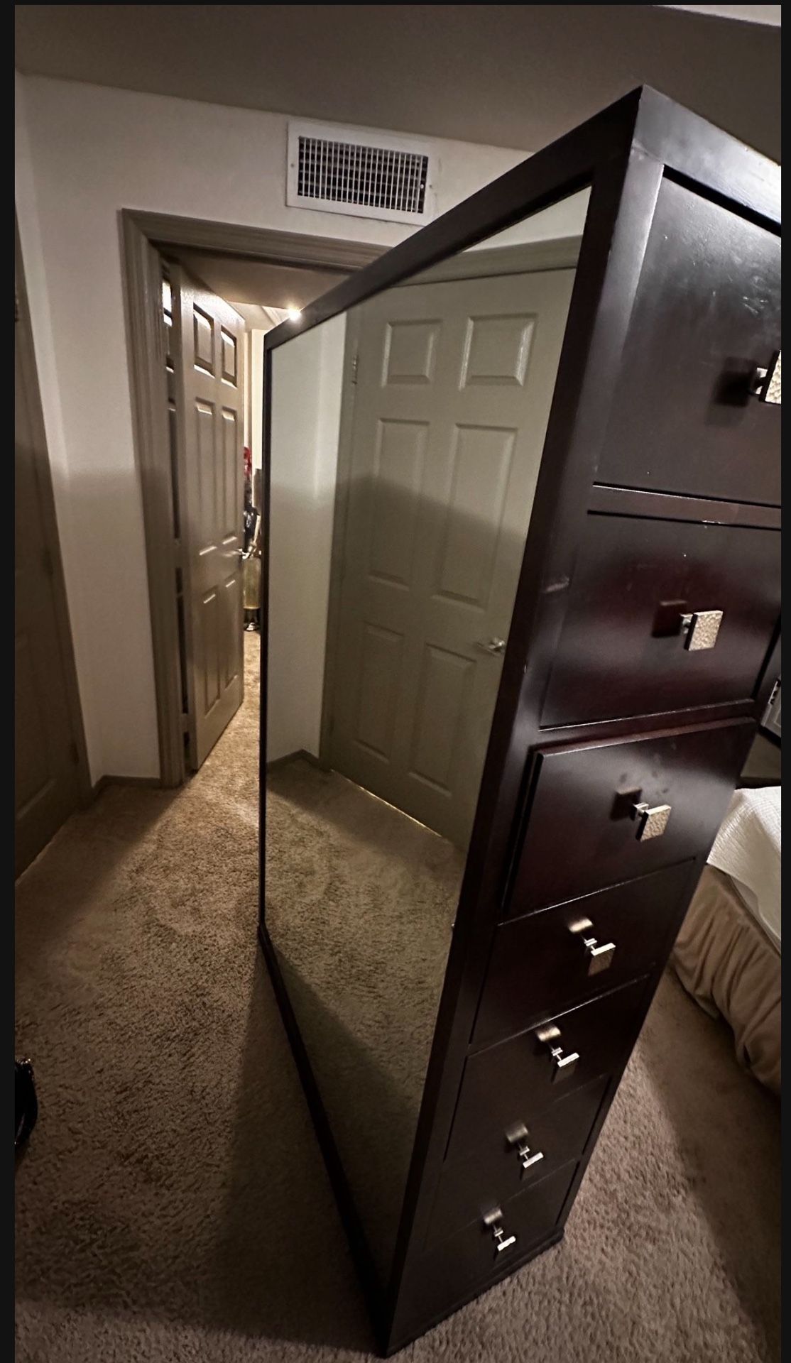 Double sided mahogany cabinet mirrior/ organizer