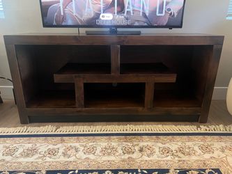 Dark Wood TV Stand with Open Shelving