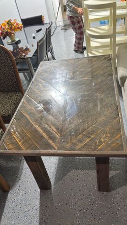Rustic Wood Dining Table Chevron Top