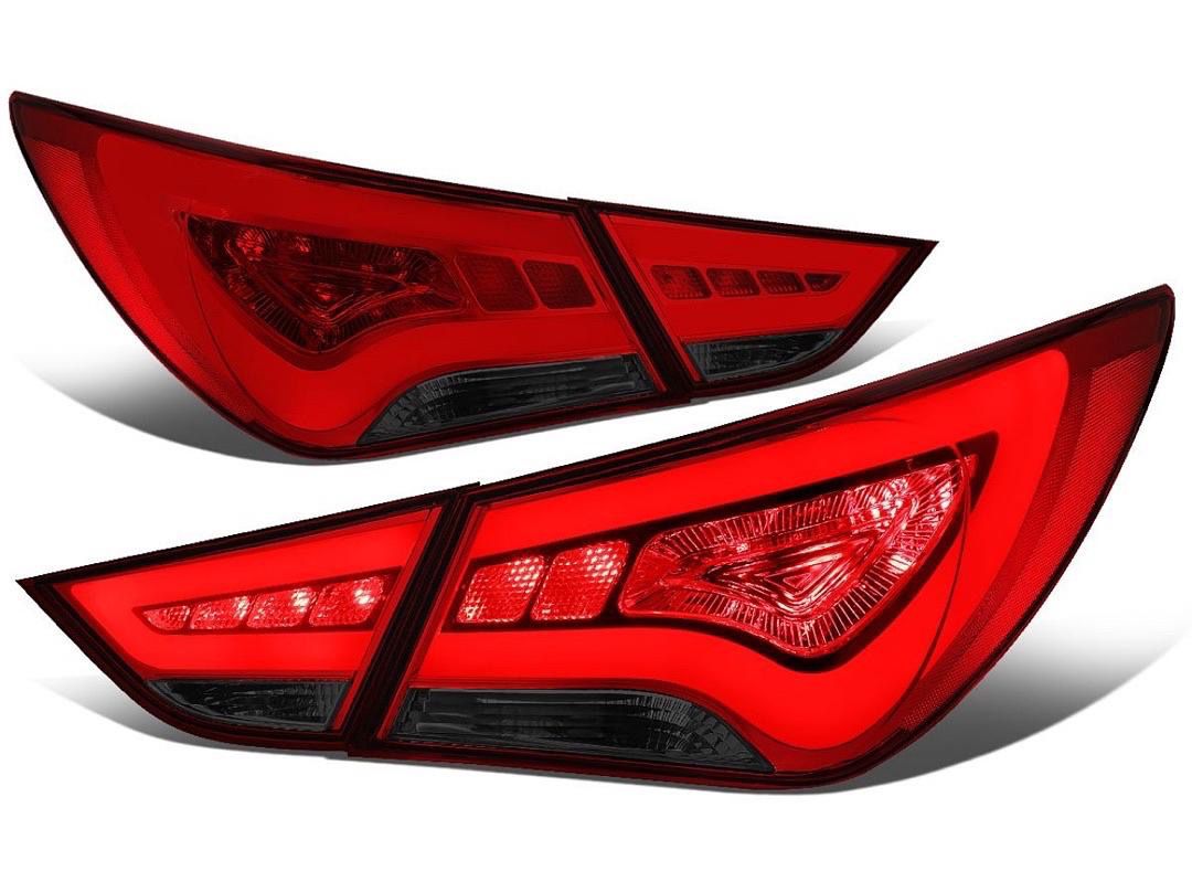  3D LED Bar Tail Lights Red Smoked calaveras micas luces traseras 11-14 Hyundai Sonata