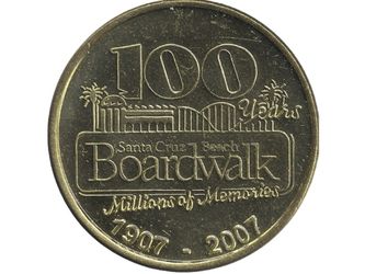 Santa Cruz Beach Boardwalk 100 Year Golden Souvenir Token 1(contact info removed) Collectible