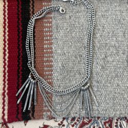 Silver Layered Chain Necklace 