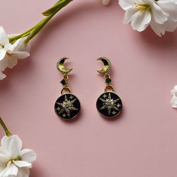 Kate Spade “Like Magic” Stud Celestial Moon And Star 1.5” Dangle Cubic Zirconia