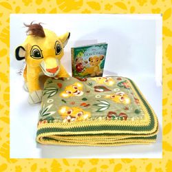 Simba Lion King Plush Crochet Baby/Youth Blanket Gift Set