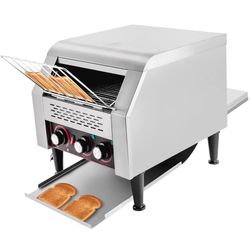 300 Slices/Hour Commercial Conveyor Toaster, 2 Heating Modes - 7 Speeds - 2200W 110V, Stainless Steel Countertop Electric Restaurant Equipment for Bun