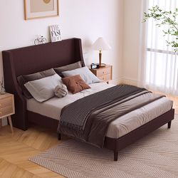 Upholstered Mattress Foundation,Platform Bed Frame,Wooden Slat Support,Garden Sculpture Outdoor Decoration