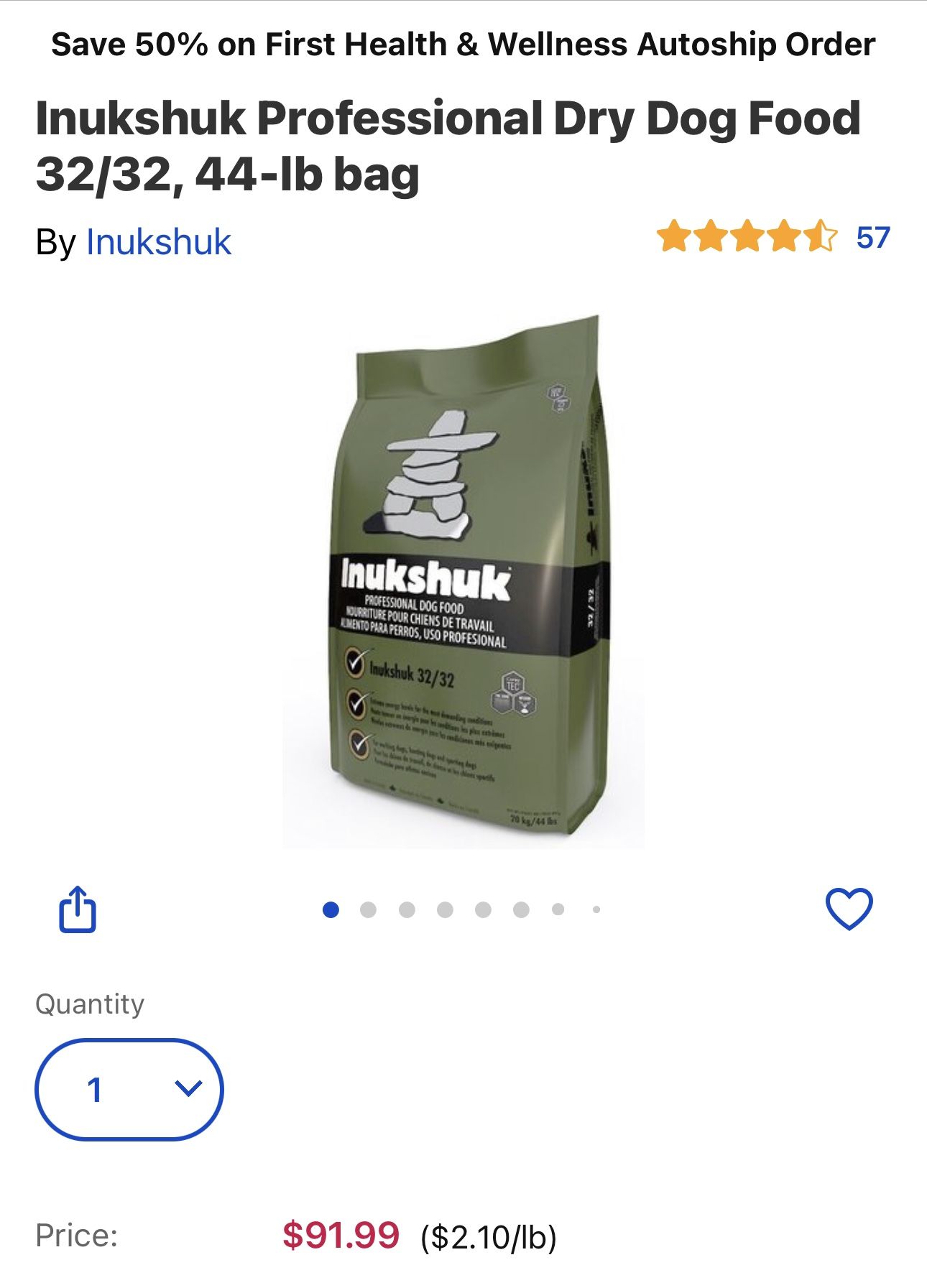 Inukshuk 32/32 Dog Food S.O From Chewy 