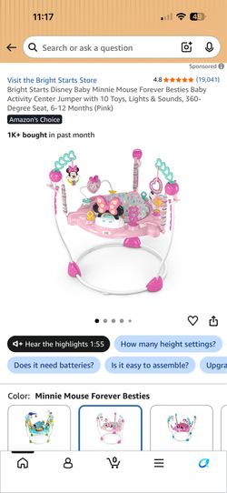 New Bright Starts Minnie Mouse Jumper
