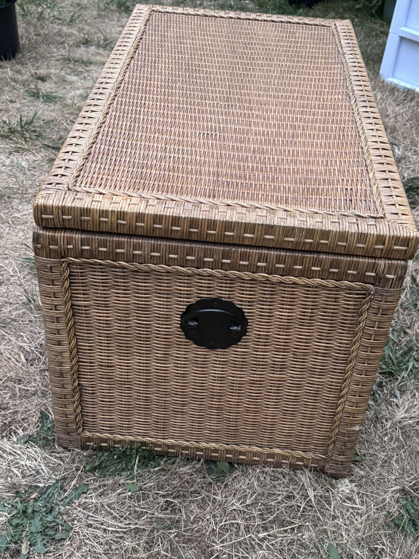 Pier 1 Imports Wicker Hope Chest. Large Natural Rattan Trunk, Large Wicker Chest, Bohemian Storage