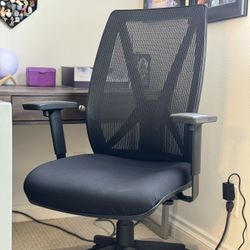 Black Office Chair + Lumbar Support Pillow
