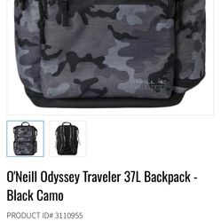 O'Neill Odyssey Traveler 37L Backpack - Black Camo