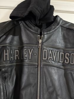 New. 2XL Harley Davidson Black Leather Motorcycle Jacket With Inside Vest