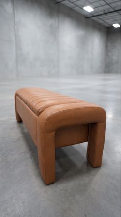 Mid Century Modern Faux Leather Bench w/ Storage