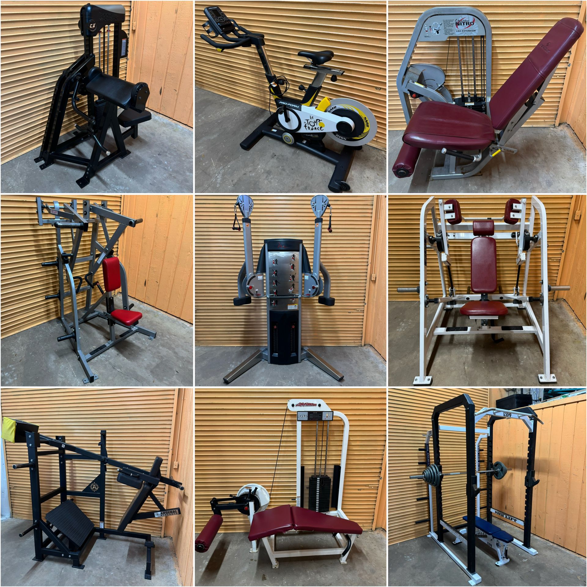 Tons of Commercial Gym Equipment- Squat Rack, Functional Trainer, Weight Bench, Leg Press, Dumbbell Cybex, Nautilus Etc