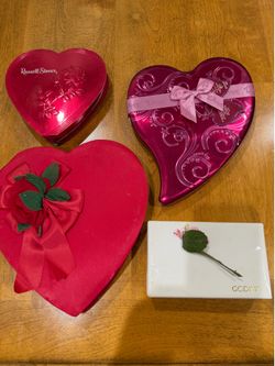 Metal and cardboard candy boxes