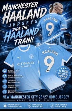 $50 2026 MANCHESTER CITY Home Haaland $50 pu ma players auth  entic Mexico Barcelona America Spain Madrid