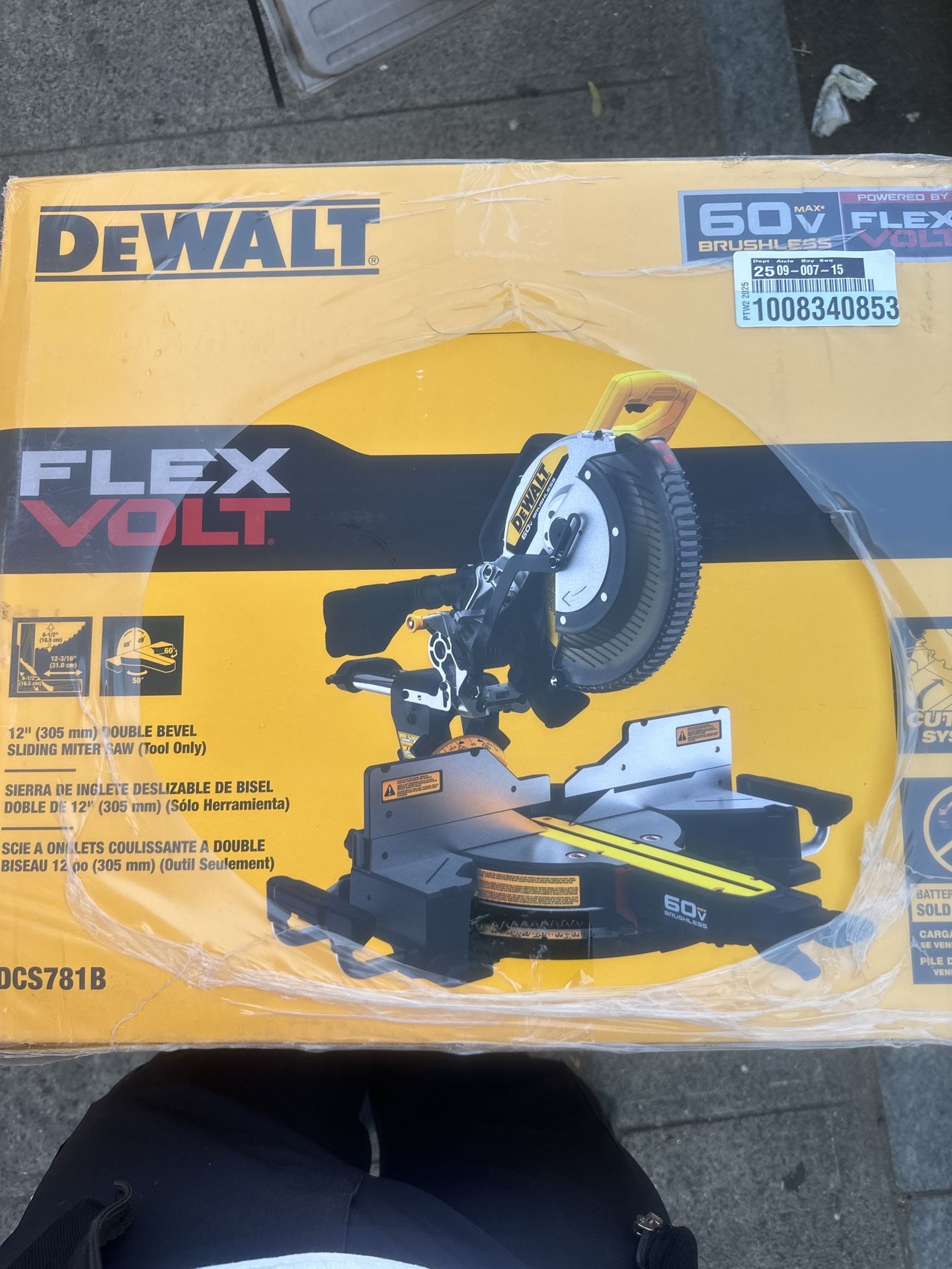 The DeWalt DCS781B 60V MAX Brushless 12” Double Bevel Sliding Miter Saw (Tool Only)